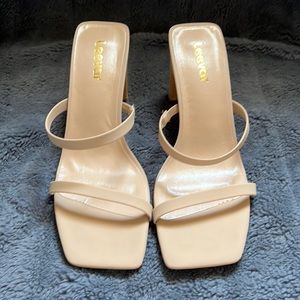 Square Toe Nude Strap Heel Sandals  Size 7